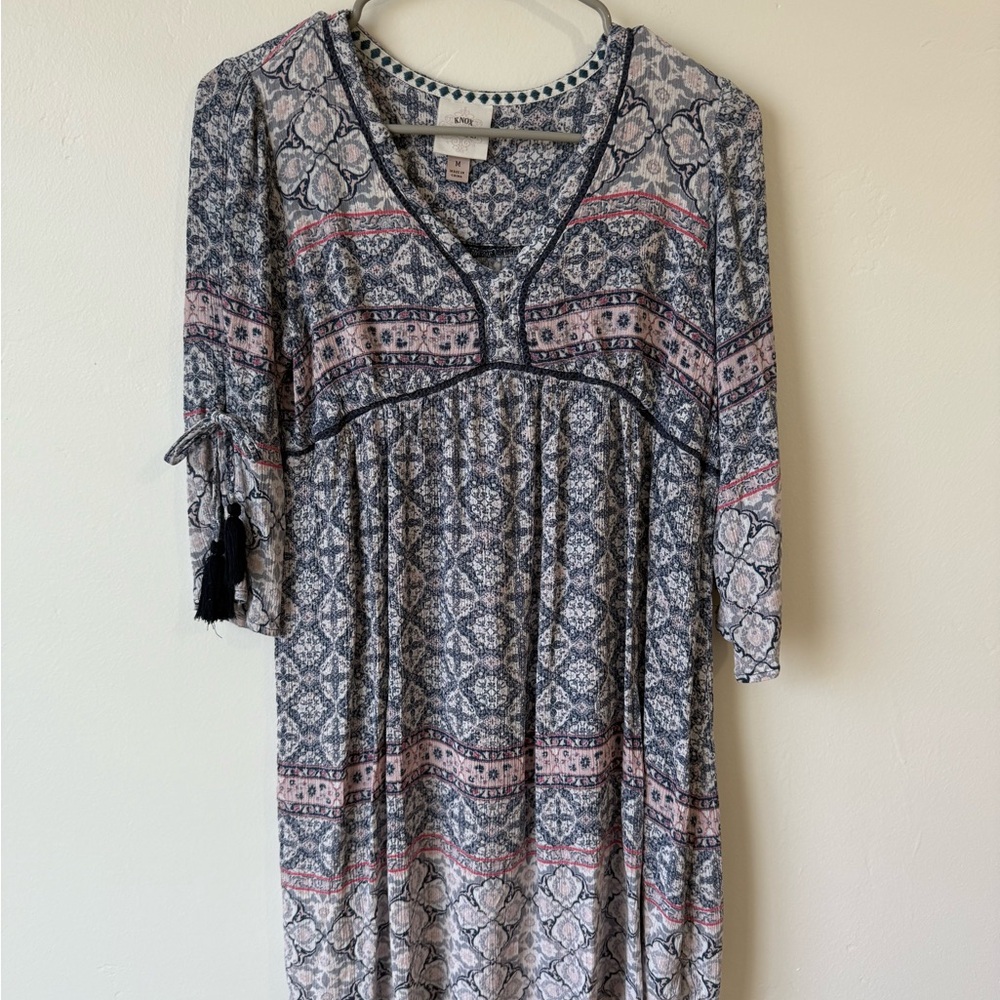 Knox Rose Blue and Pink Long Sleeve Dress